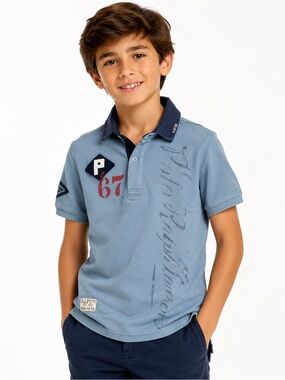 POLO RALPH LAUREN Boys Size 8 Cassidy Blue American Flag Shirt NWT